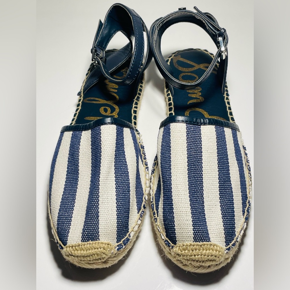 BNWOT Sam Edelman Vivian Espadrille Sandals Navy Stripe Nautical Chic Sz 7.5 - Picture 6 of 11